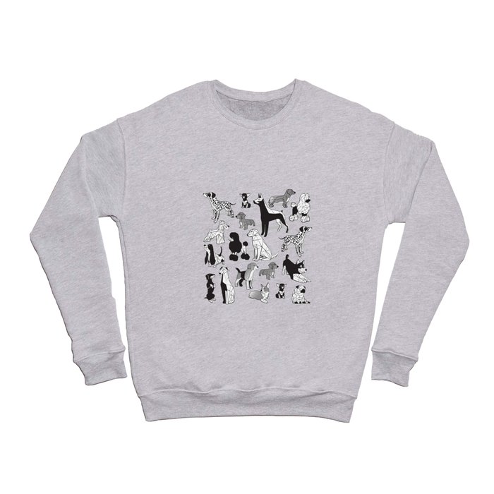 Geometric sweet wet noses // grey background black and white dogs Crewneck Sweatshirt