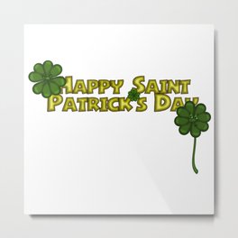 Happy Saint Patrick's Day Greetings with Flirty Shamrocks Metal Print | Graphicdesign, Digital, Kellygreen, Fineart, Shamrocks, Spring, Springishear, Shamrock, Green, Greengrass 