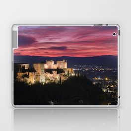 Winter sunset. The Alhambra Palace. Beautiful red clouds at sunset. Laptop Skin