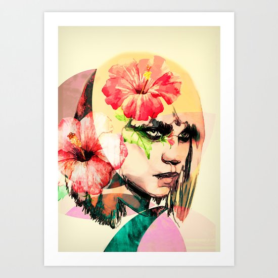 WOMAN WITH FLOWERS 4 Art Print