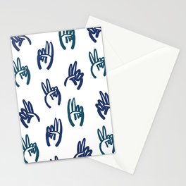 Funny peace sign hand cartoon doodle pattern Stationery Card