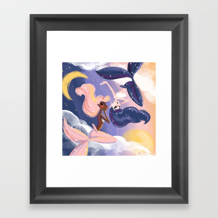 Gemini Mermaids Framed Art Print
