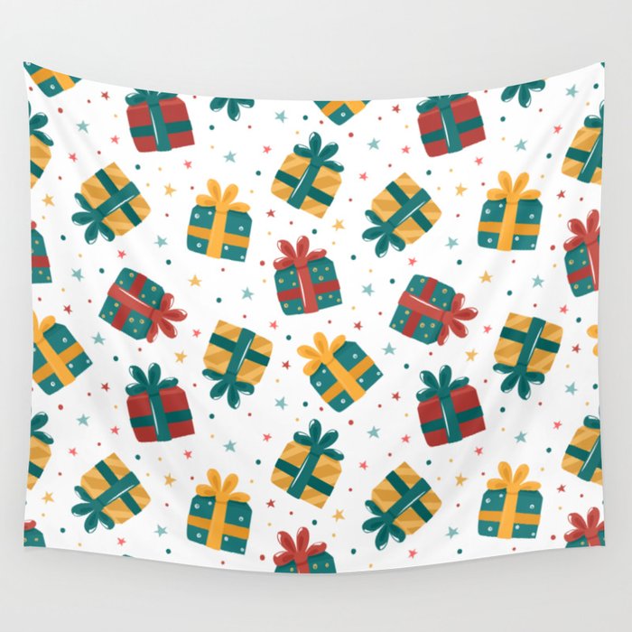 Christmas gifts seamless pattern Wall Tapestry