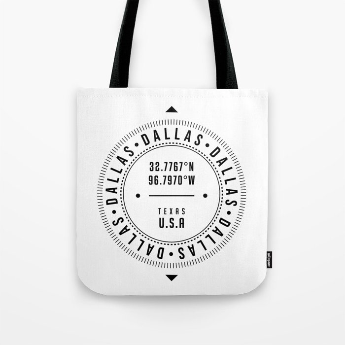Dallas, Texas, USA - 1 - City Coordinates Typography Print - Classic, Minimal Tote Bag