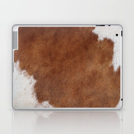 Faux Cowhide, White + Tan Brown (Digital Art, xii 2021) Laptop & iPad Skin
