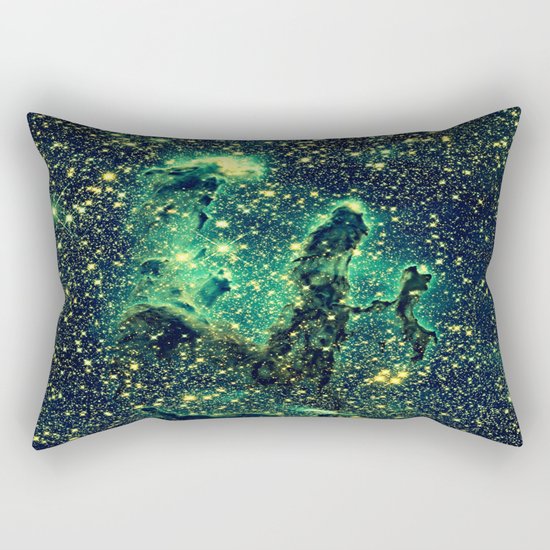 Galaxy NEBULa : Pillars of Creation Green Rectangular Pillow