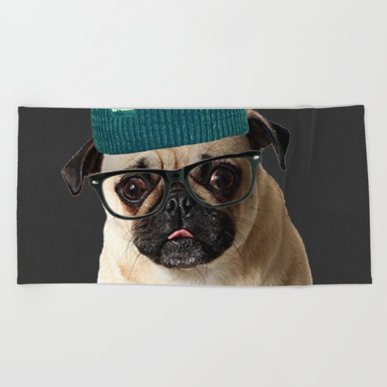 Pug Life ( Hipster ) Beach Towel