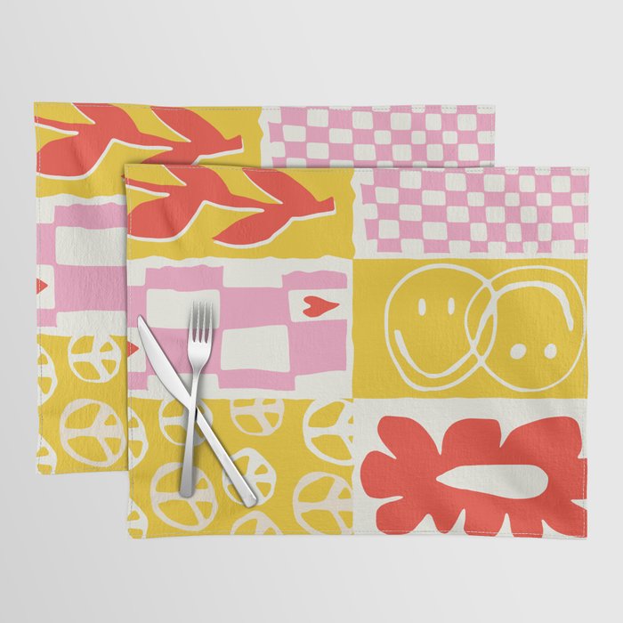 Happy Colorful Pattern Block  Placemat