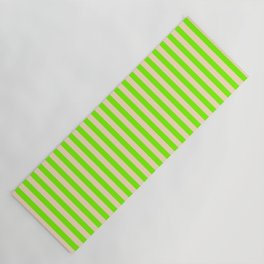 [ Thumbnail: Green & Bisque Colored Stripes/Lines Pattern Yoga Mat ]