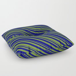 [ Thumbnail: Green & Blue Colored Striped/Lined Pattern Floor Pillow ]