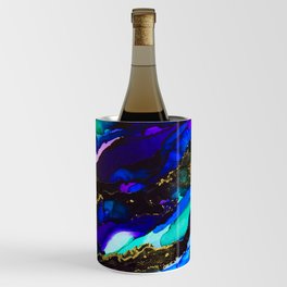 Blue Black Alcohol Ink Painting Wine Chiller