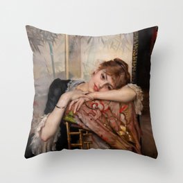 Albert Edelfelt - The Parisienne / Virginie Throw Pillow