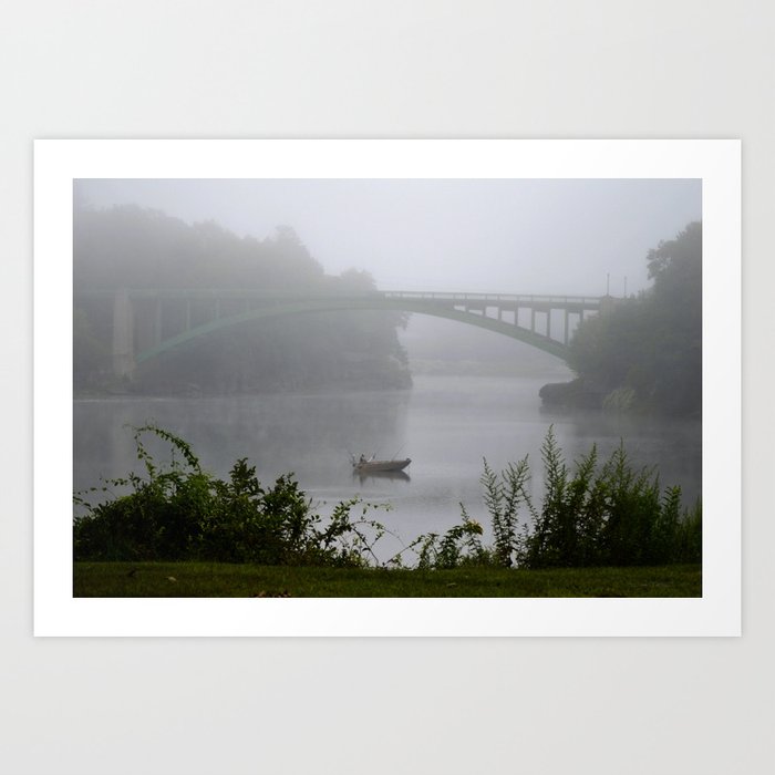 Foggy Fishing Day on the Delaware River Art Print