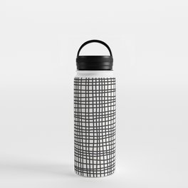 Black and White Plaid Checker Water Bottle