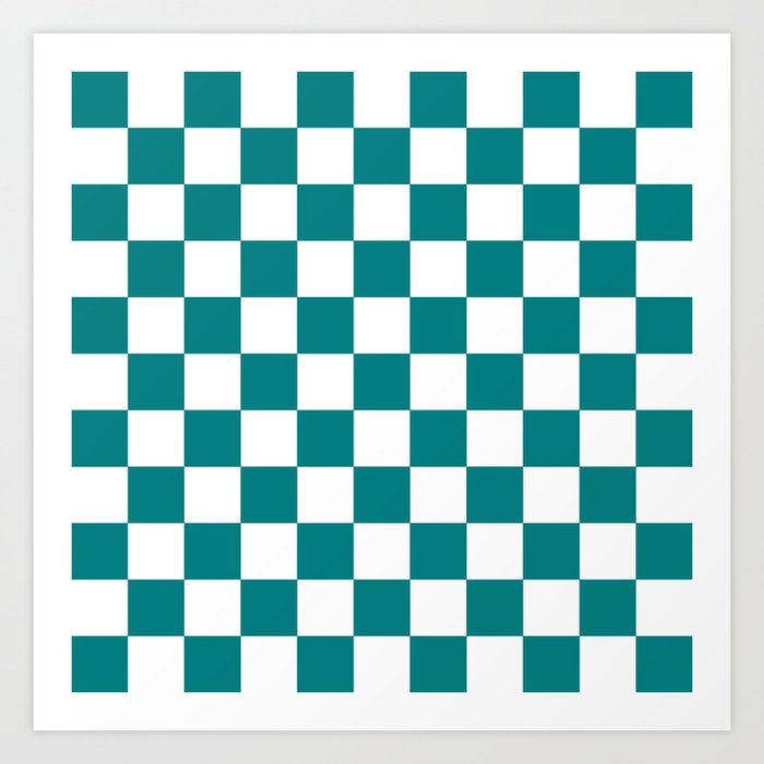 Checker Texture  (Teal & White) Art Print