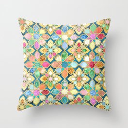 Gilded Moroccan Mosaic Tiles Throw Pillow