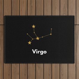 Virgo, Virgo Sign, Black Outdoor Rug