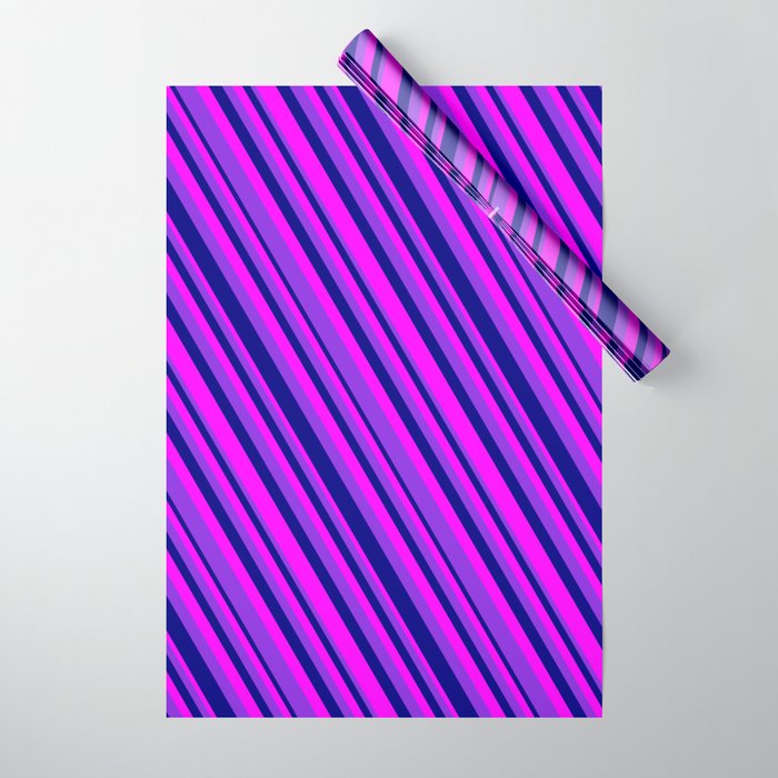 Purple, Blue & Fuchsia Colored Lined Pattern Wrapping Paper
