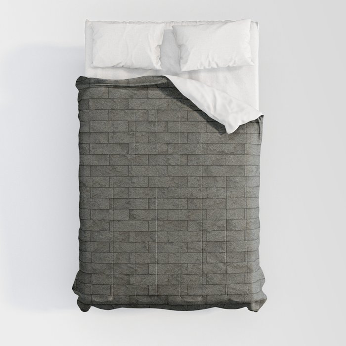 Grey Stone Bricks Wall Texture Comforter