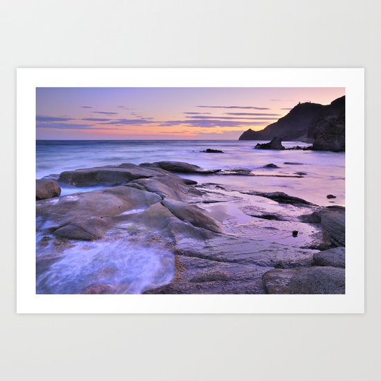 Purple sea sunset Art Print