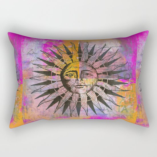 Sun illustration pink orange Rectangular Pillow