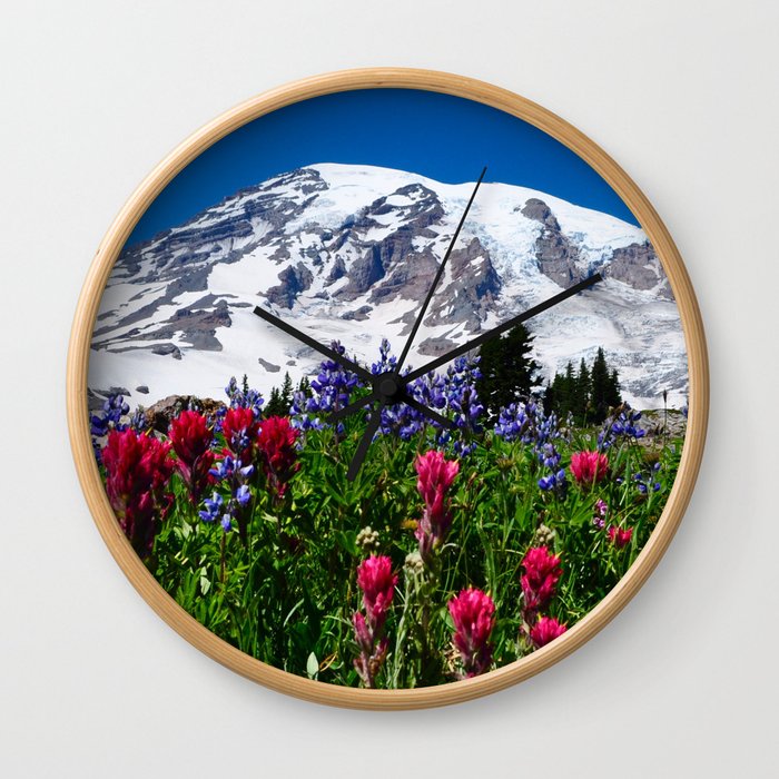 Mountain Wildflower Panoramic Wall Clock