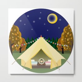 Camping Night. Happy Camping. Camping Tent. Camping Decor. Metal Print | Summerhot, Van, Beach, Intotheforest, Tent, Sea, Hippiebus, Glamping, Firecamp, Travel 