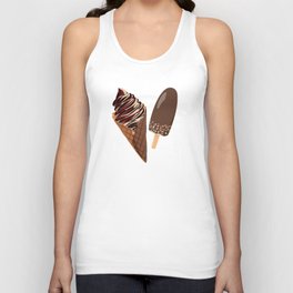 Couple of chocolate ice cream. Realistic food illustrations for dessert lovers. Unisex Tank Top