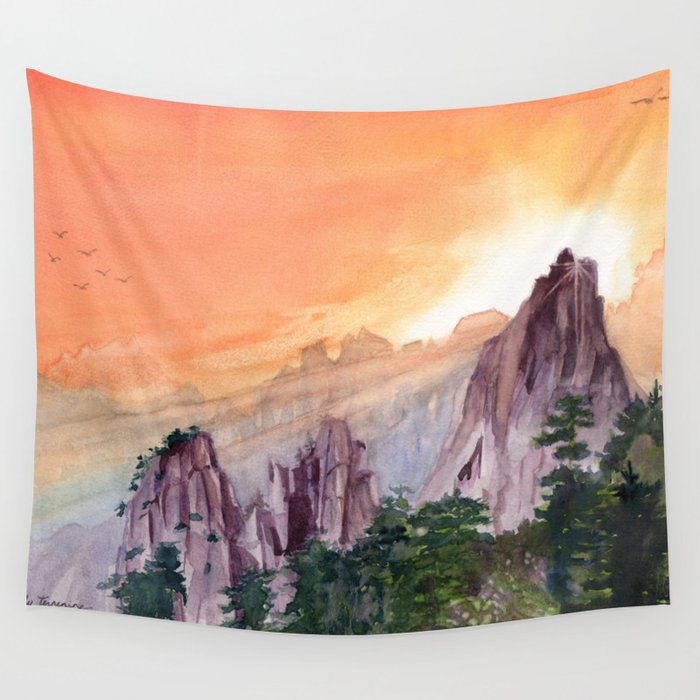 Morning Light On The Mountain Wall Tapestry
