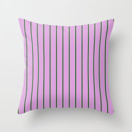 [ Thumbnail: Dark Green & Plum Colored Striped/Lined Pattern Throw Pillow ]