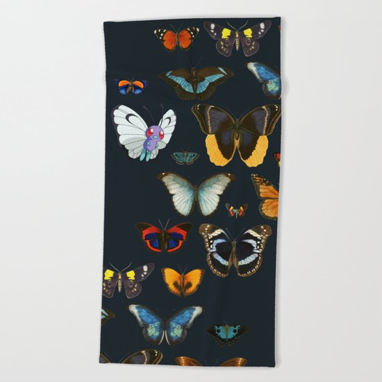 Entomology Vintage Butterfly Beach Towel