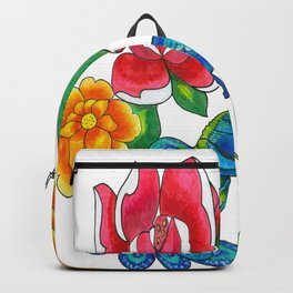 Pavo real y flores Backpack