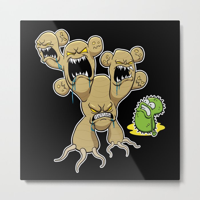 Ginger root monster scaring germ bacteria virus Metal Print