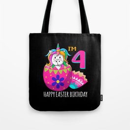 4 Year Old Age Birth Kawaii Unicorn Easter Sunday Tote Bag