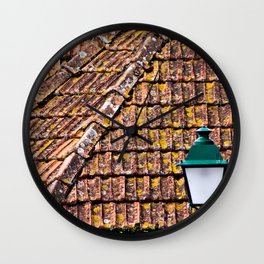 Weathered Terracotta Tile Roofs Wall Clock
