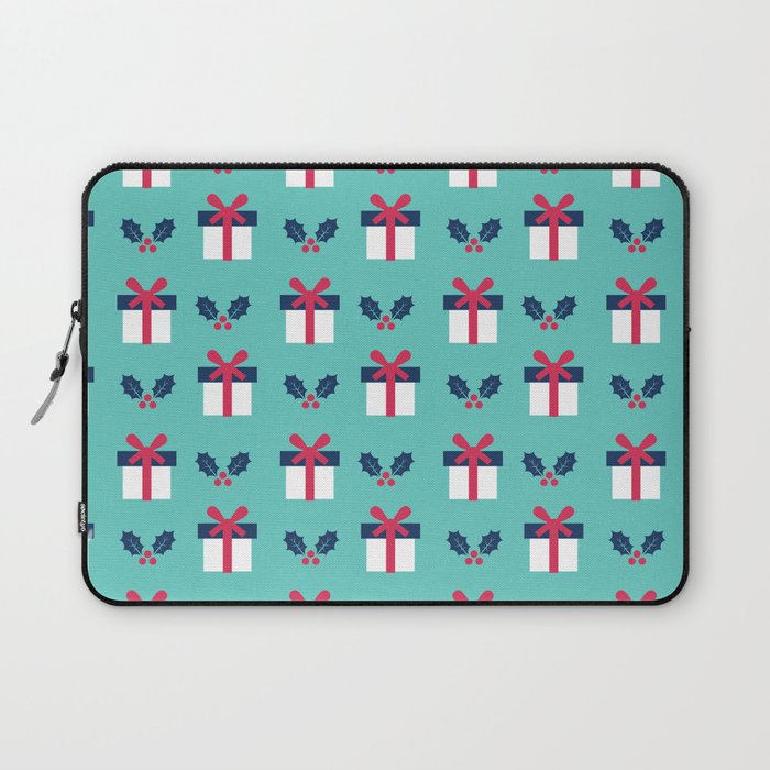 Christmas Pattern Turquoise Gifts Holly Laptop Sleeve