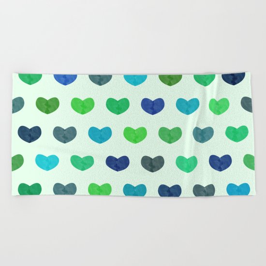 Colorful Cute Hearts Beach Towel