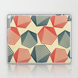 Mid-Century Modern Hexagonal Shapes Pattern - Red and Blue Laptop Skin