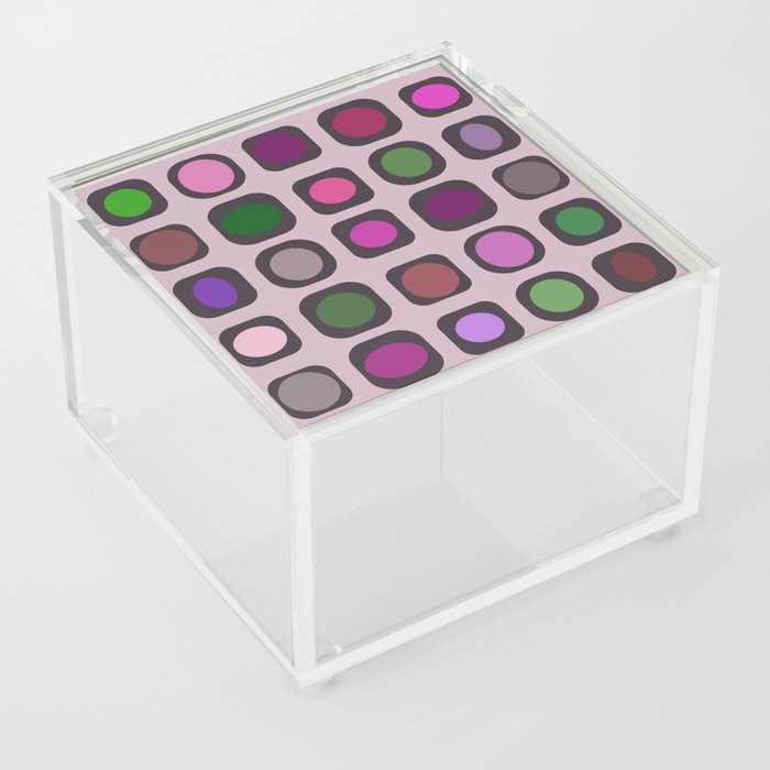 Mid Century Modern Colorful Buttons 3 Acrylic Box