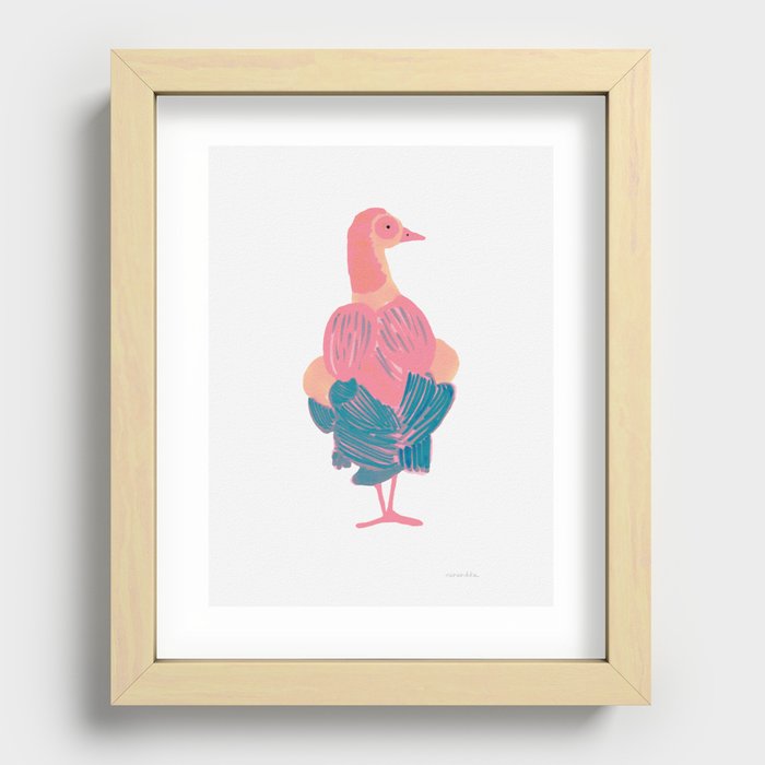 Elegant Bird - Pink and White Recessed Framed Print