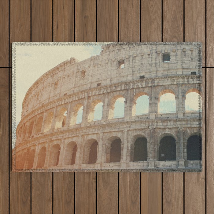 Italy Photography - The Sun Shining At The Colosseum Outdoor Rug