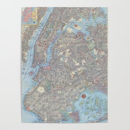 1956 Vintage Map of Greater New York City Poster
