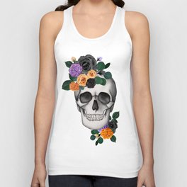 Flowers Scull Unisex Tank Top