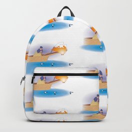 Japanese Cormorant fishing Backpack | Japan, Fish, Fisherman, Ship, Traditional, Fishing, Illustration, People, Sightseeing, Drawing 