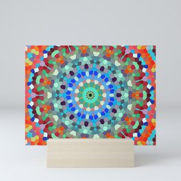 Colorful Mandala Octagon Shaped Tiles Mini Art Print