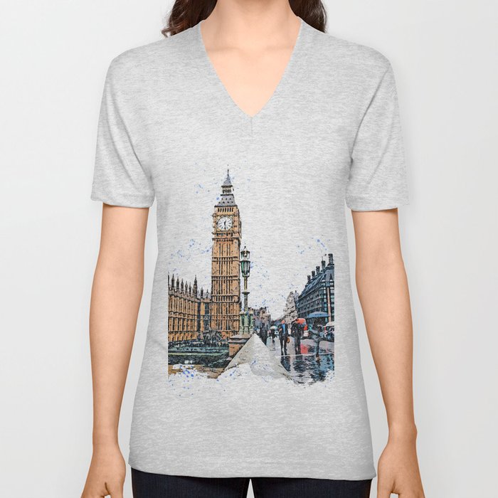 London Cityscape V Neck T Shirt