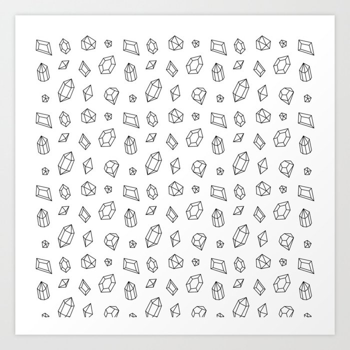 Black Gems Pattern Art Print