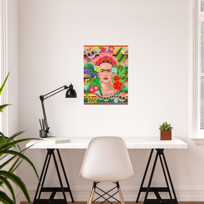 Frida Kahlo Floral Exotic Portrait Poster