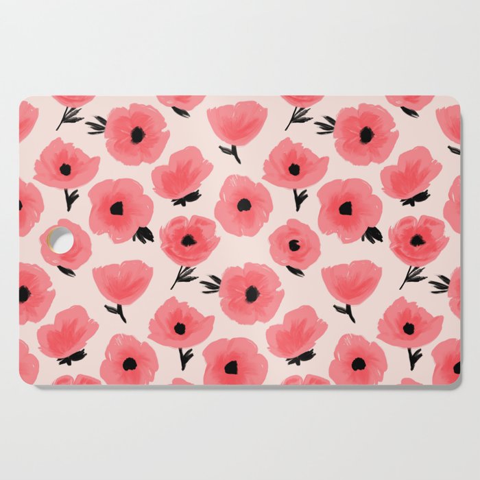 Pink Abstract Poppies Cutting Board