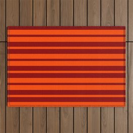 [ Thumbnail: Red & Dark Red Stripes/Lines Pattern Outdoor Rug ]